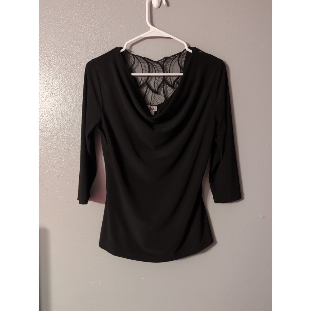Creative Design Works Black 3/4 Sleeve Blouse Size S